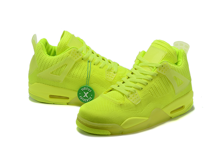 2019 Jordan 4 Retro Knit Fluorscent Green Shoes - Click Image to Close